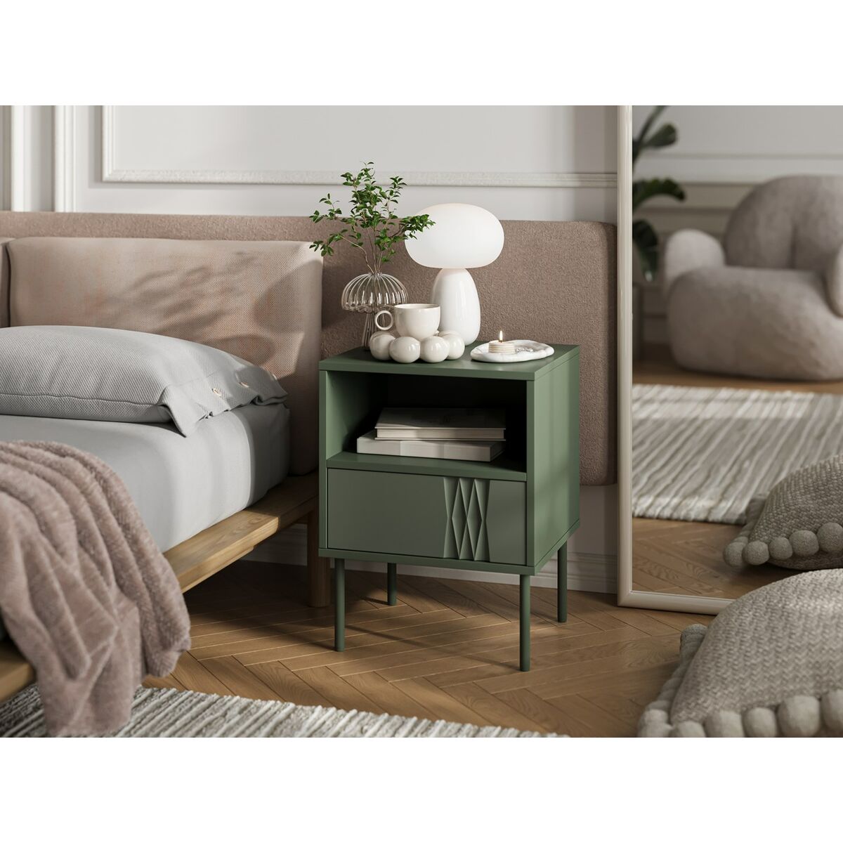 Noptieră Cama Meble TRESSE 400091 Verde